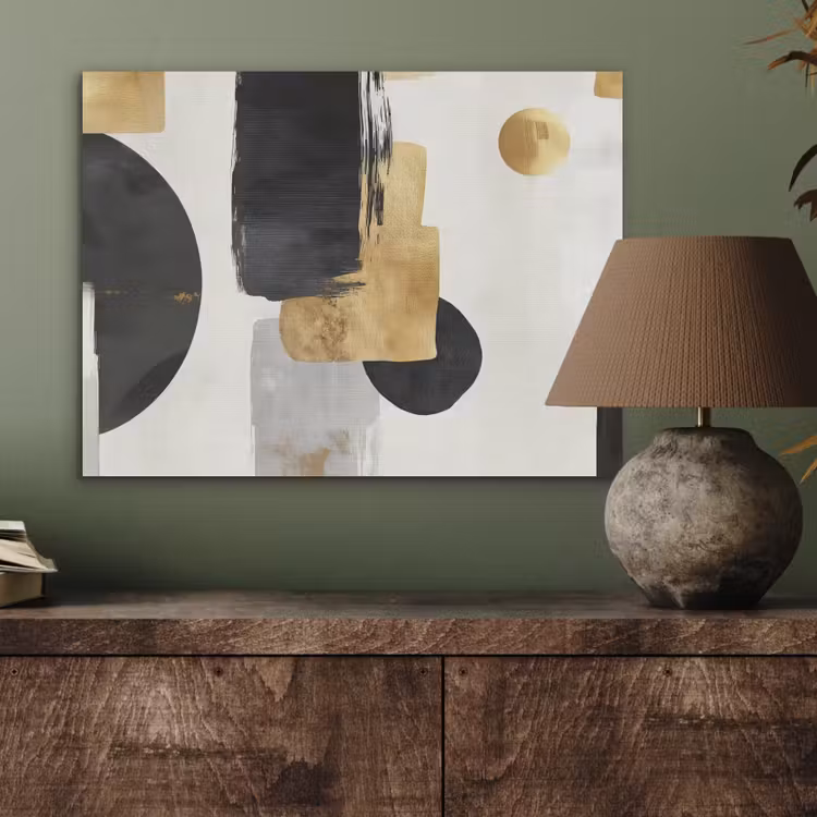 Goud - Rechthoeken - Cirkels - Abstract PET vilt klein -sfeer2