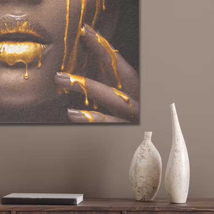 Goud - Vrouw - Verf - Lippen - Luxe PET vilt klein -sfeer6_closeup
