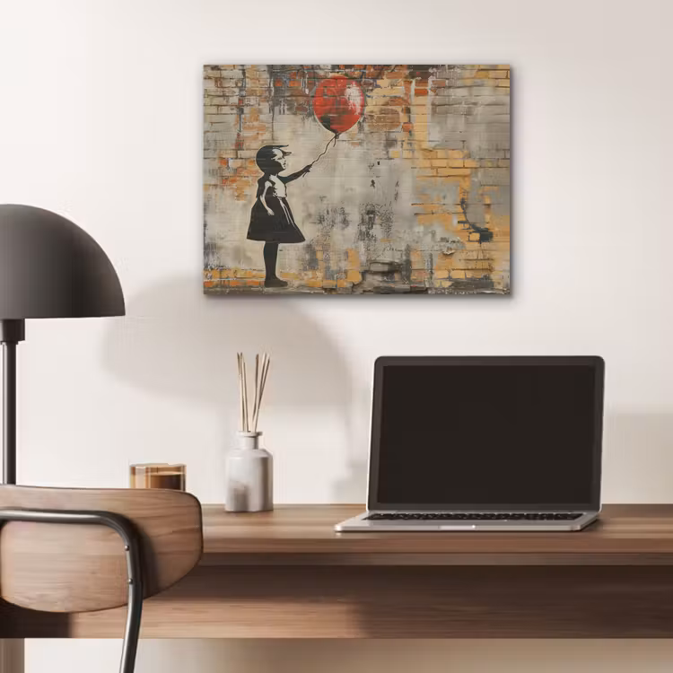 Graffiti - Banksy - Meisje - Street art PET vilt klein -sfeer5