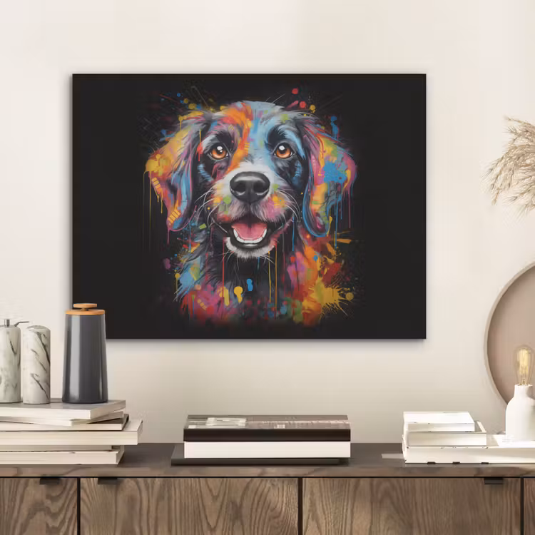 Graffiti - Hond - Zwart - Kleuren PET vilt klein -sfeer1