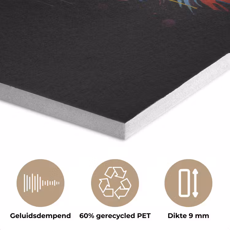 Graffiti - Hond - Zwart - Kleuren PET vilt klein -closeup_NL