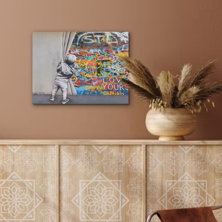 Graffiti - Illusie - Jongen - Street art PET vilt klein -sfeer4