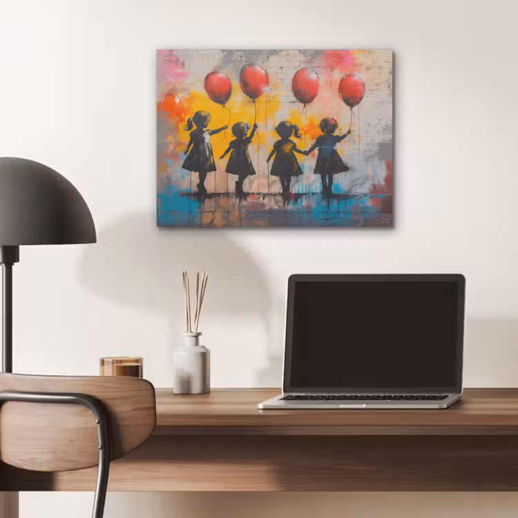 Graffiti - Kinderen - Street art - Ballon - Banksy PET vilt klein -sfeer5
