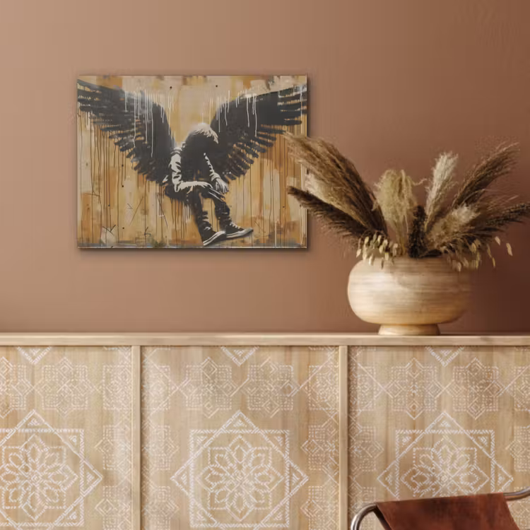 Graffiti - Kunst - Vleugels - Street art - Banksy PET vilt klein -sfeer4