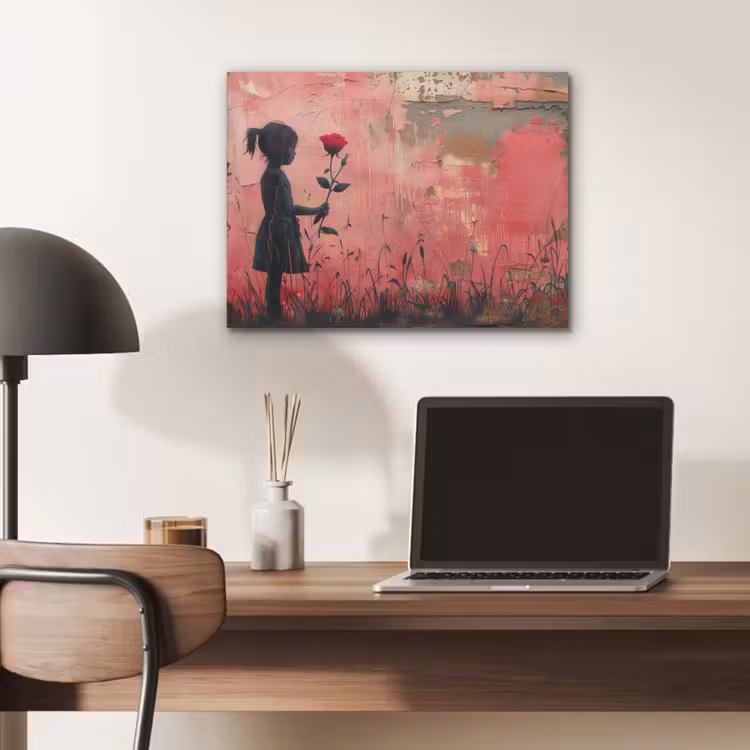 Graffiti - Meisje - Roze - Street art - Roos - Banksy PET vilt klein -sfeer5