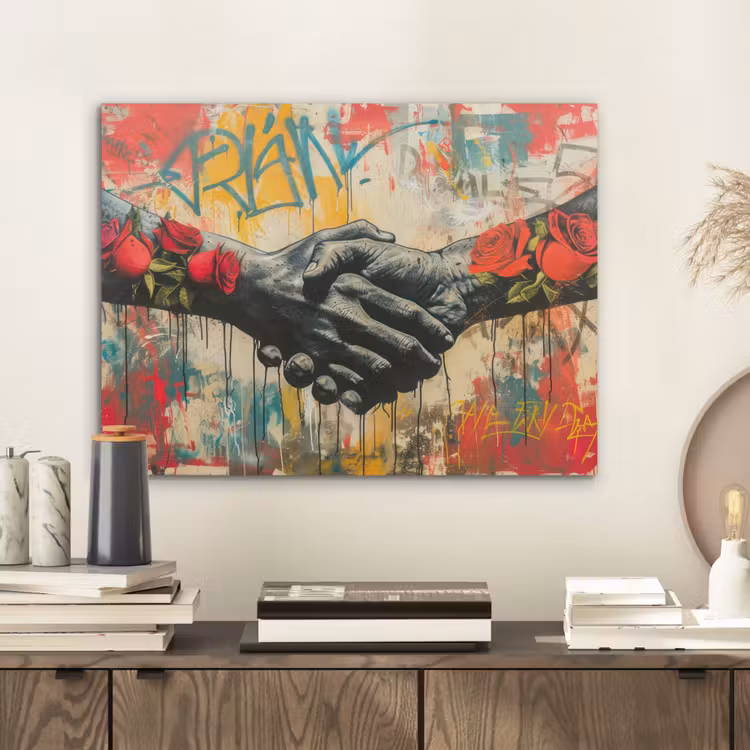 Graffiti - Rozen - Handen - Street art - Banksy PET vilt klein -sfeer1