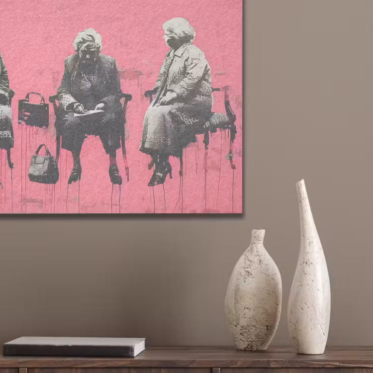 Graffiti - Vintage - Zwart - Street art - Roze - Banksy PET vilt klein -sfeer6_closeup