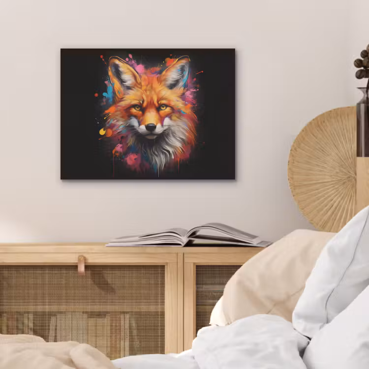 Graffiti - Vos - Zwart - Pop art PET vilt klein -sfeer3