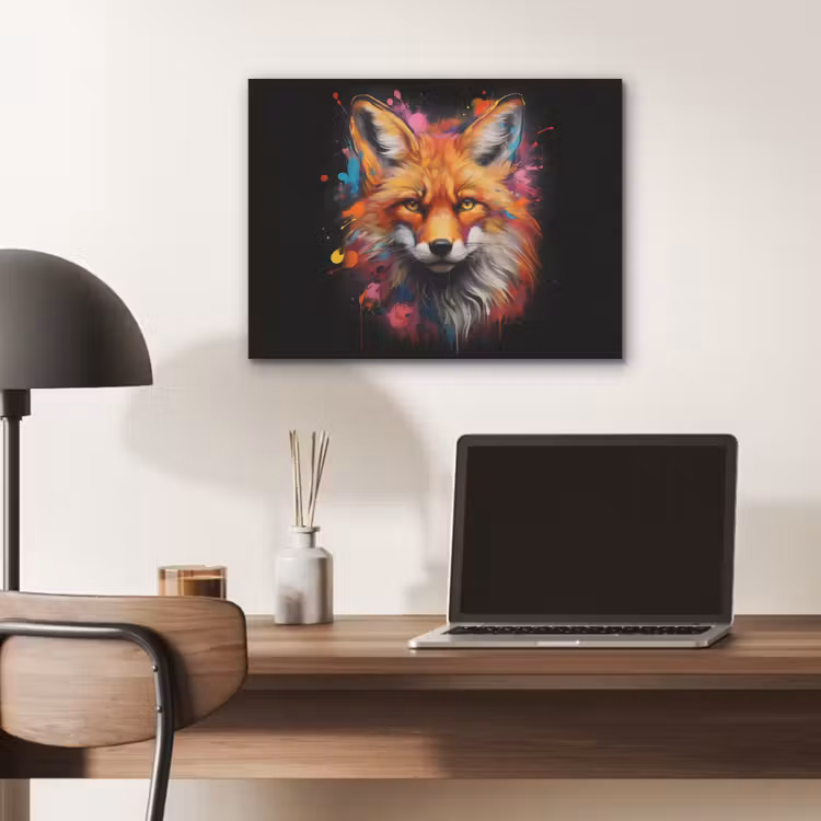 Graffiti - Vos - Zwart - Pop art PET vilt klein -sfeer5