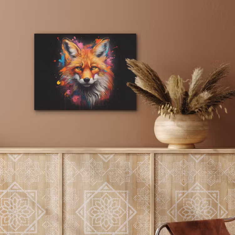 Graffiti - Vos - Zwart - Pop art PET vilt klein -sfeer4