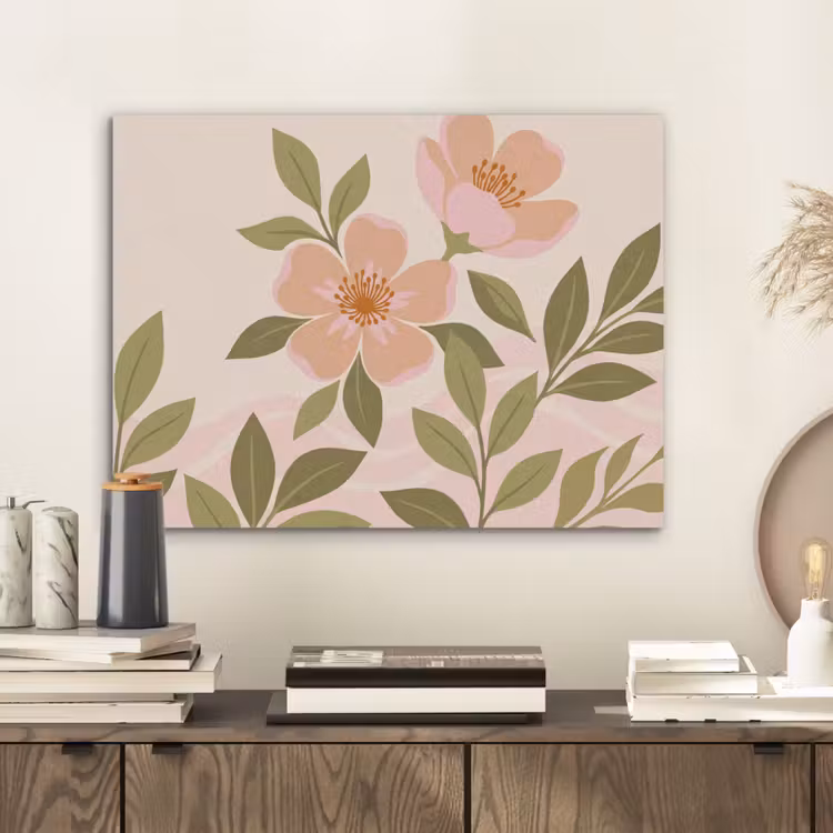 Grafisch - Bloemen - Roze PET vilt klein -sfeer1