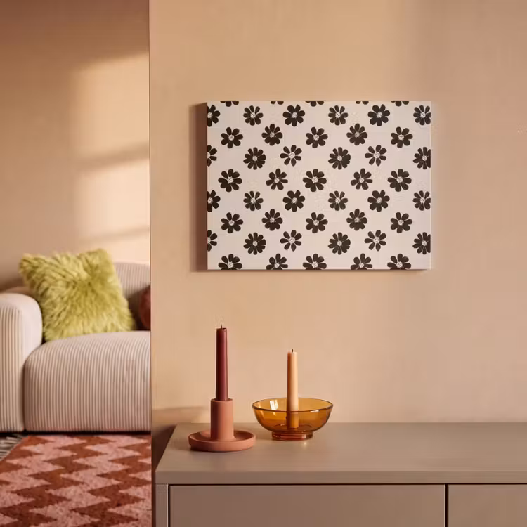 Grafisch - Madeliefjes - Zwart - Beige PET vilt klein 837 -sfeer1