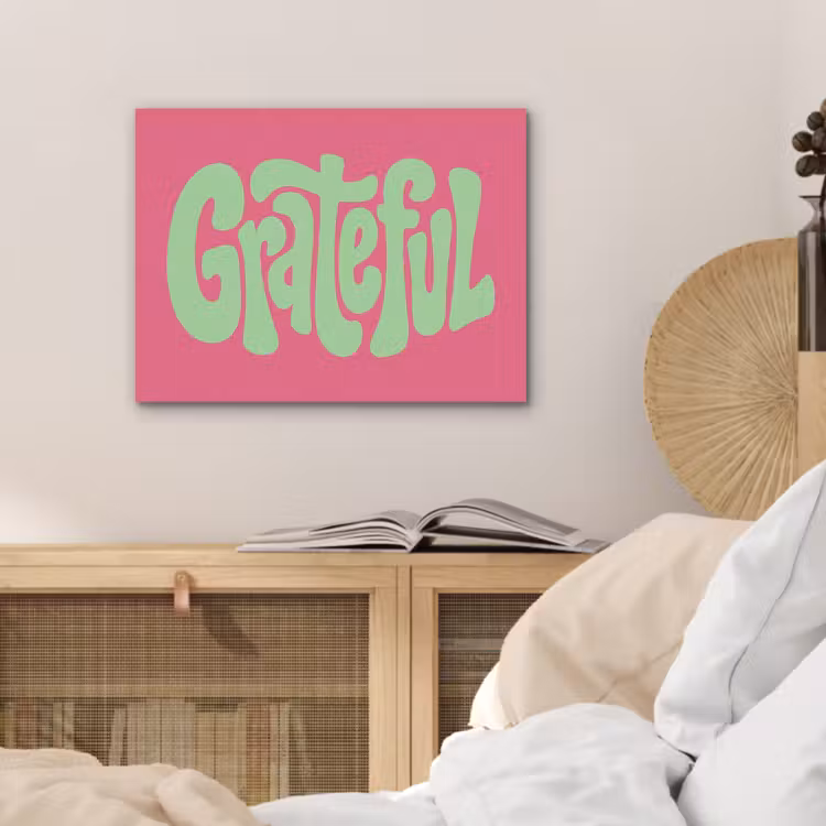 Grateful - Groen - Grafisch - Vloeiend PET vilt klein -sfeer3