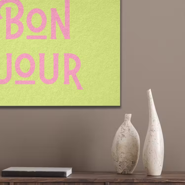 Groen - Roze bonjour - art-deco PET vilt klein -sfeer6_closeup