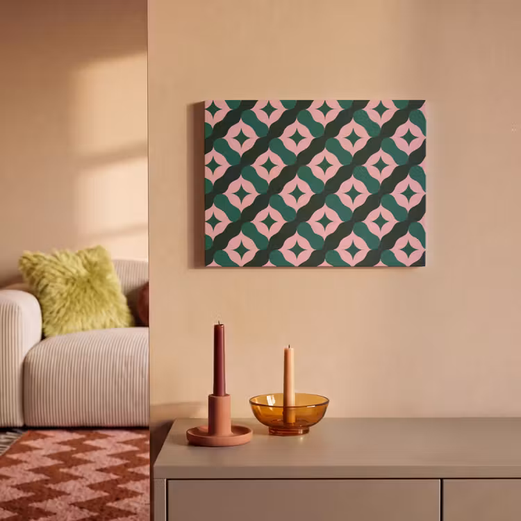 Groen - Roze - Retro - Sterren PET vilt klein 837 -sfeer1
