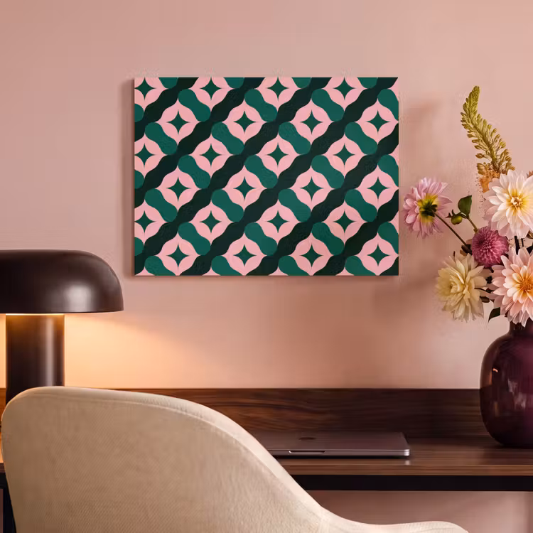 Groen - Roze - Retro - Sterren PET vilt klein 837 -sfeer3
