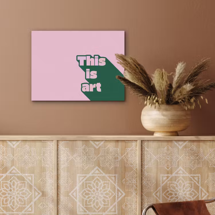 Groen - Teskt - This is art - Roze PET vilt klein -sfeer4