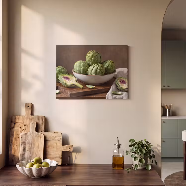 Akoestisch schilderij - Groenten - Artisjok - Keuken - Groenten - Artisjok - Keuken PET vilt klein