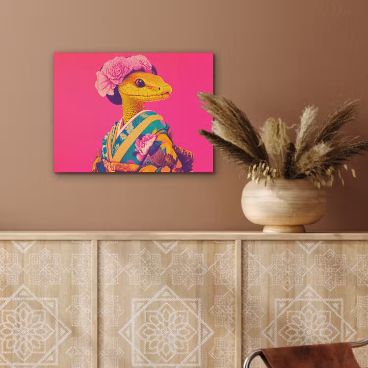 Hagedis - Bloemen - Roze - Kimono PET vilt klein -sfeer4
