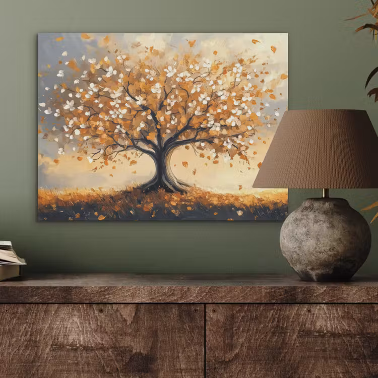 Herfst - Boom - Oranje - Bladeren - Levensboom - Abstract PET vilt klein -sfeer2