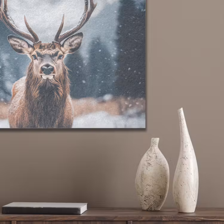 Hert - Dieren - Landschap - Winter - Sneeuw PET vilt klein -sfeer6_closeup
