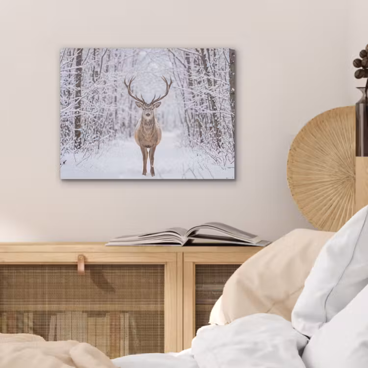 Hert - Winter - Bos - Natuur - Wit PET vilt klein -sfeer3