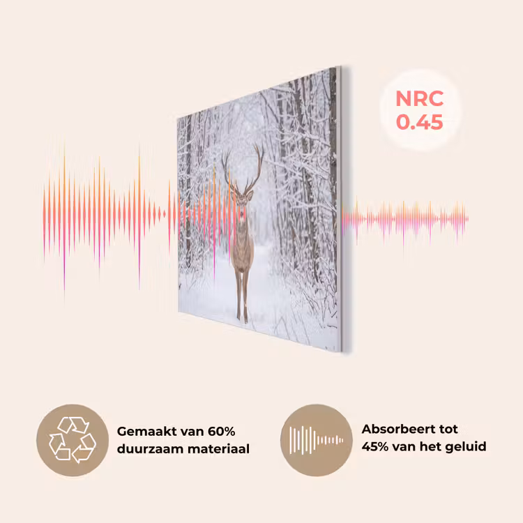Hert - Winter - Bos - Natuur - Wit PET vilt klein -USP_NL