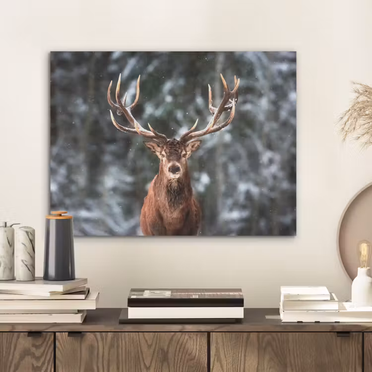 Hert - Winter - Sneeuw - Bos - Natuur - Dier PET vilt klein -sfeer1