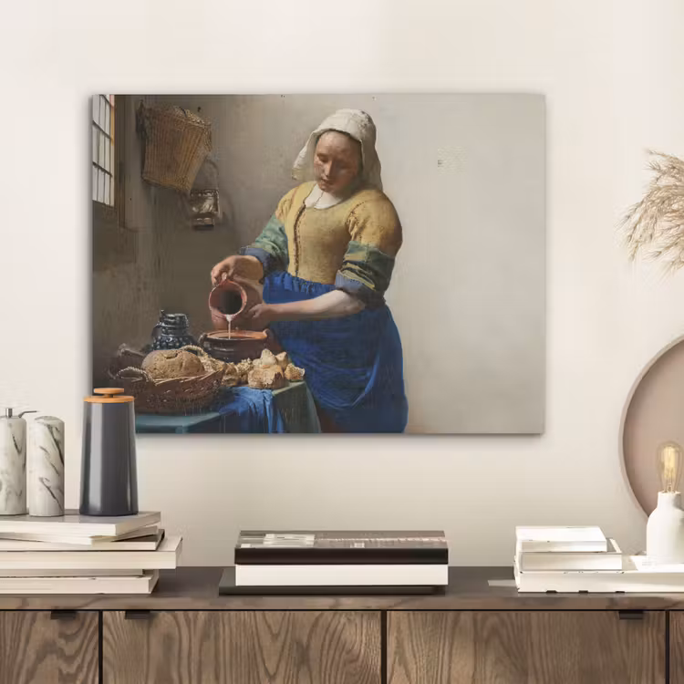 Het melkmeisje - Kunst - Oude meesters - Vermeer PET vilt klein -sfeer1