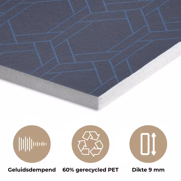 Hexagon - Patroon - Blauw PET vilt klein 837 -closeup_NL