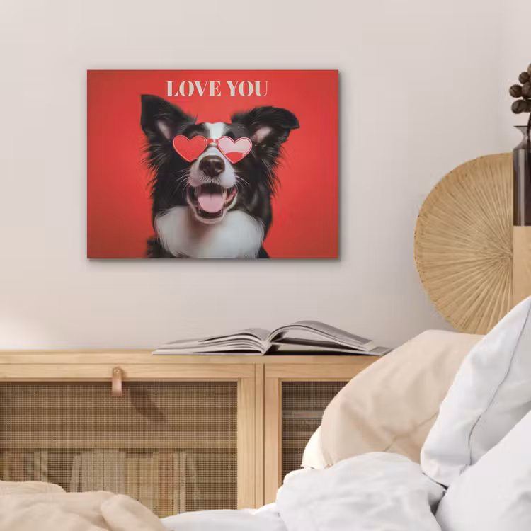 Hond - Hartjesbril - Loveyou - Rood PET vilt klein -sfeer3