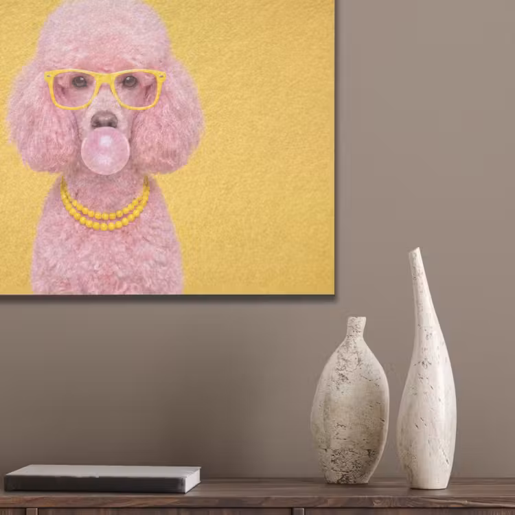 Hond - Kauwgum - Dieren - Modern - Roze PET vilt klein -sfeer6_closeup