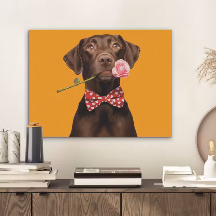 Hond - Oranje - Roos - Valentijn PET vilt klein -sfeer1