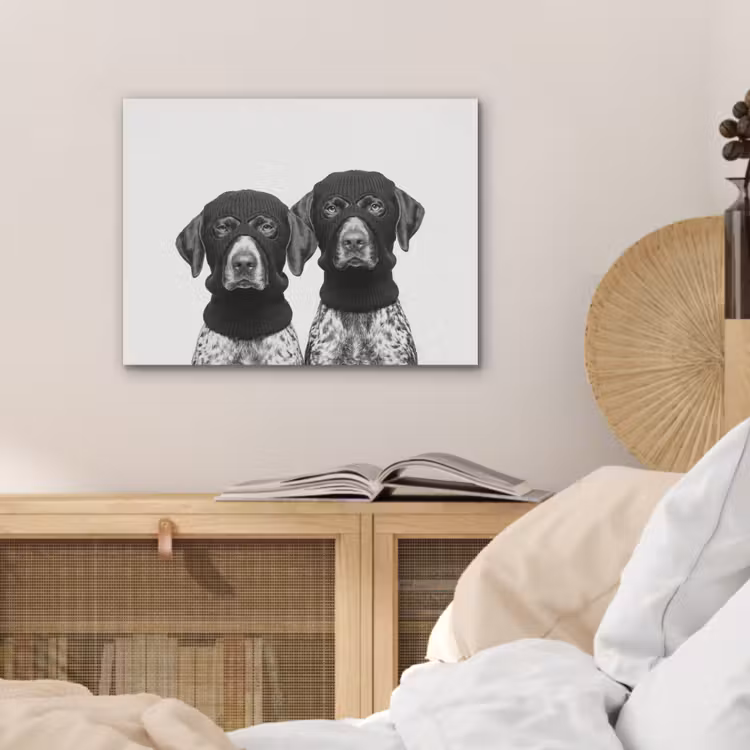 Honden - Bivakmuts - Zwart - wit PET vilt klein -sfeer3