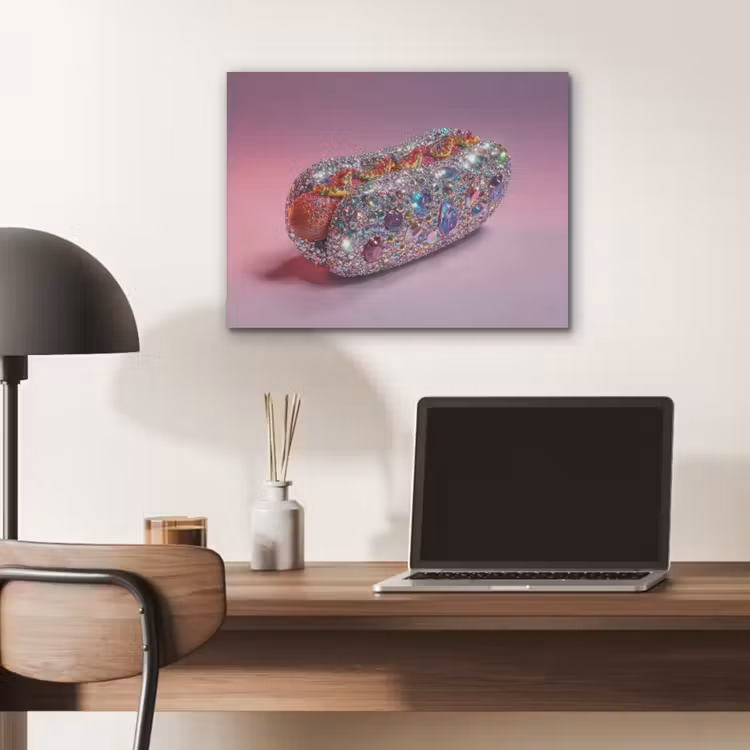 Hotdog - Steentjes - Glitters - Paars PET vilt klein -sfeer5
