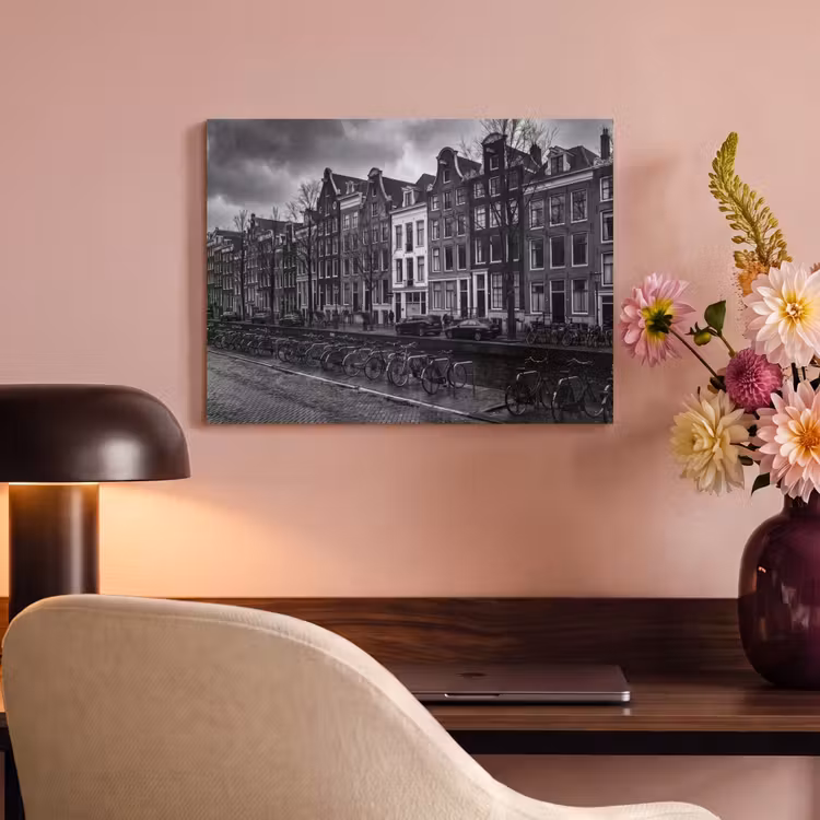 Huis - Gracht - Amsterdam - Architectuur - Zwart-wit PET vilt klein -sfeer3