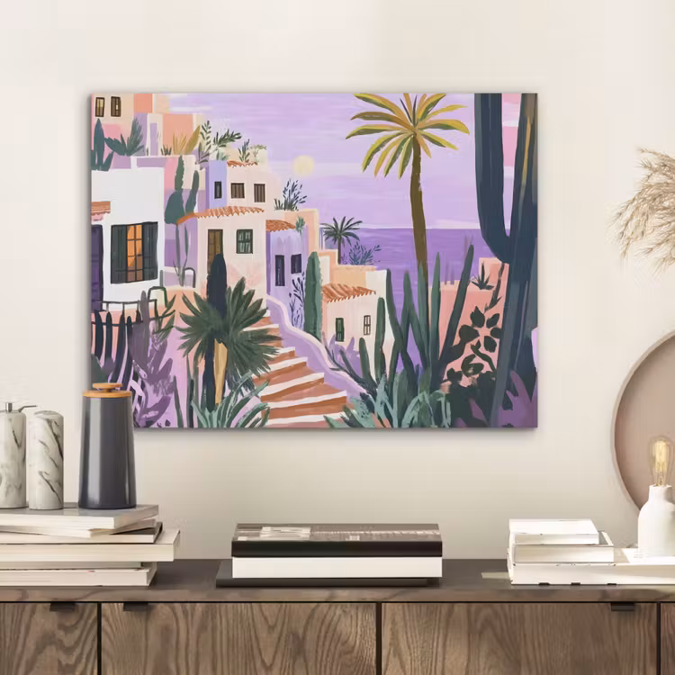 Huizen - Minimalistisch - Palmbomen - Kust PET vilt klein -sfeer1