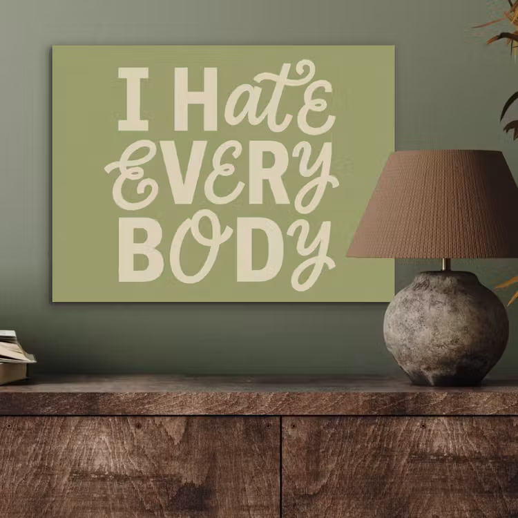 I hate everybody - Groen - Retro PET vilt klein -sfeer2