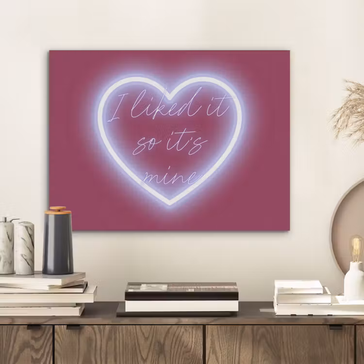 I liked it so it's mine - Neon hart - Roze PET vilt klein -sfeer1