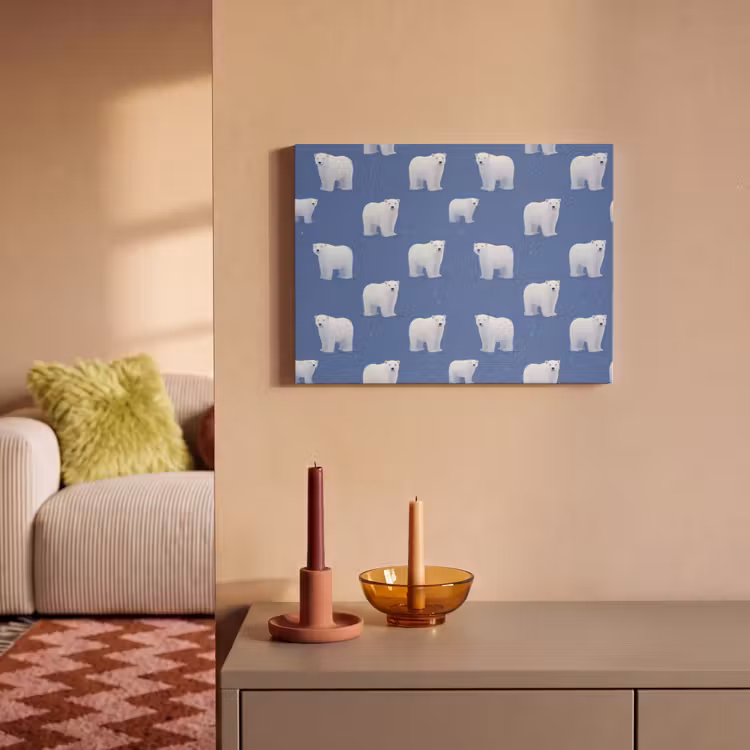 IJsbeer - Patroon - Blauw PET vilt klein 837 -sfeer1