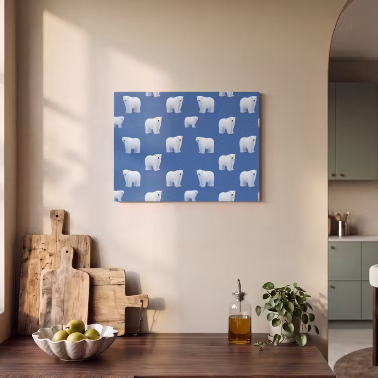 IJsbeer - Patroon - Blauw PET vilt klein 837 -sfeer2