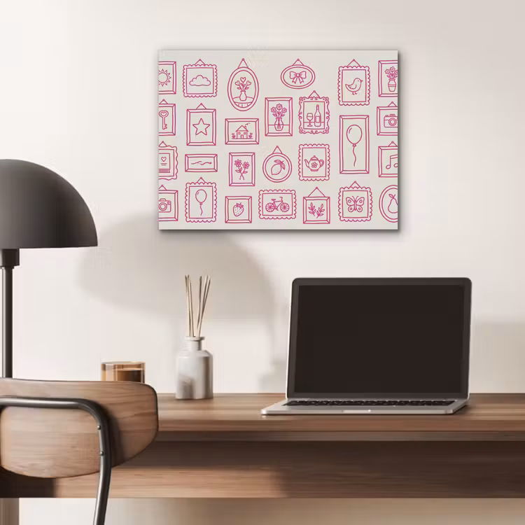Illustratie - Collectie - Kunst - Minimalistisch - Roze PET vilt klein -sfeer5