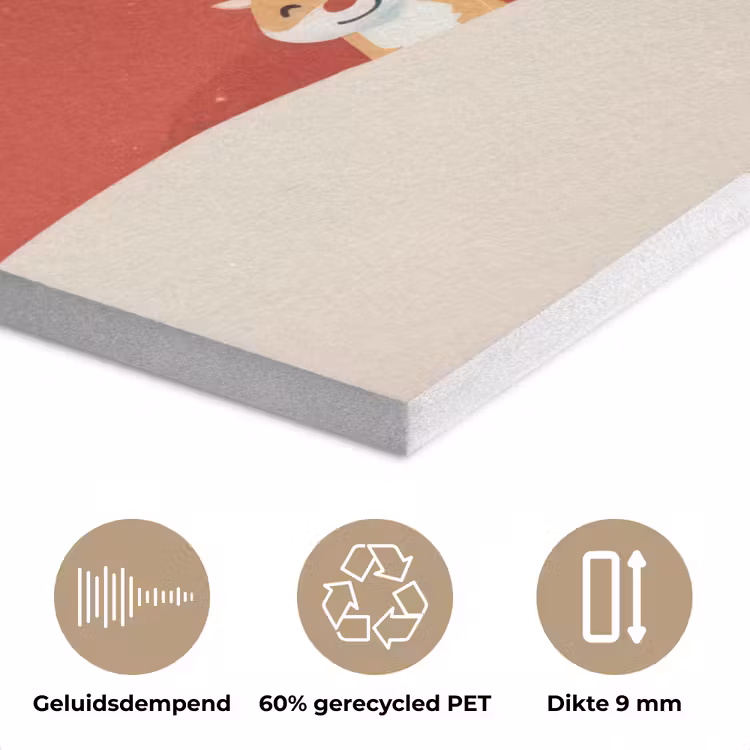 Illustratie - Kerstman - Rendieren - Rood PET vilt klein -closeup_NL