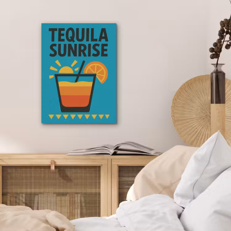 Illustratie - Tequila - Glas - Blauw PET vilt klein -sfeer3