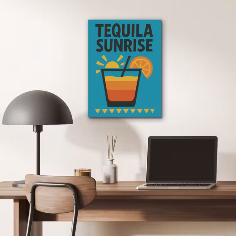Illustratie - Tequila - Glas - Blauw PET vilt klein -sfeer5