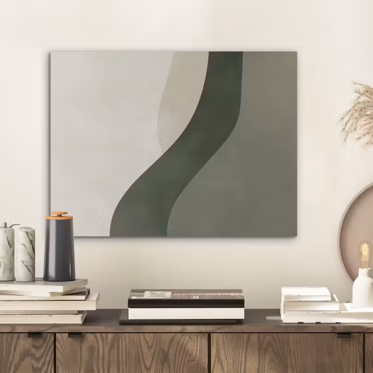 Japandi - Groen - Abstract - Modern PET vilt klein -sfeer1