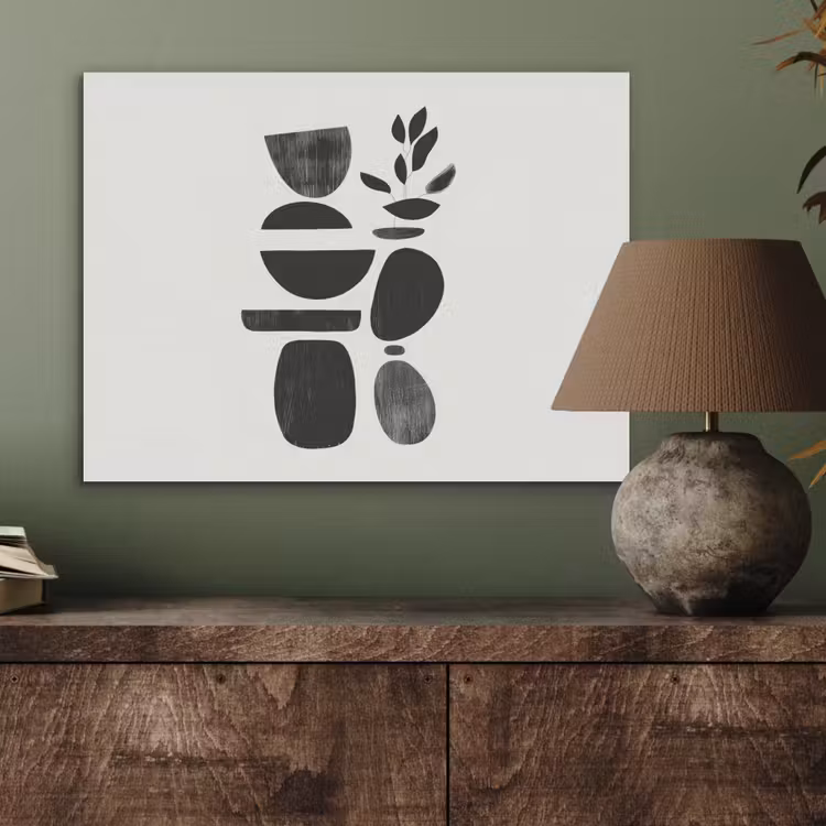 Japandi - Zwart - Abstract PET vilt klein -sfeer2