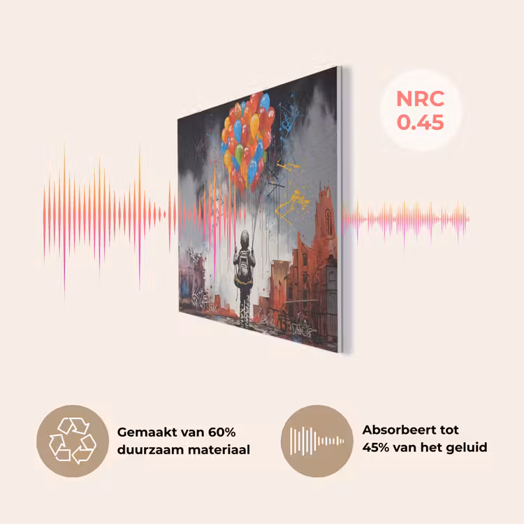 Jongen - Ballonnen - Gebouwen - Kunst PET vilt klein -USP_NL