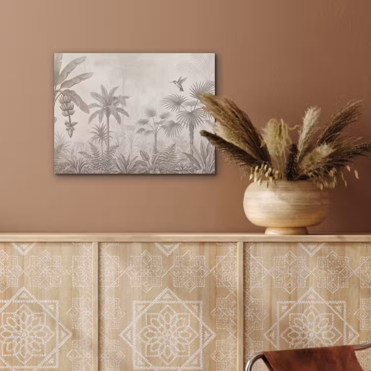 Jungle - Banenboom - Kolibrie - Beige PET vilt klein -sfeer4