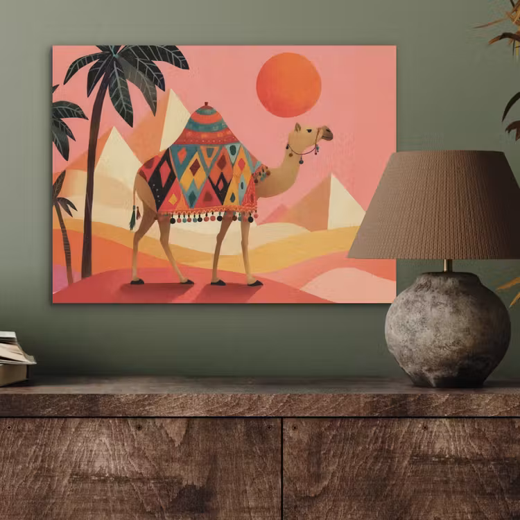 Kameel - Pyramides - Rode zon PET vilt klein -sfeer2